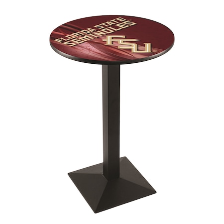 Holland Bar Stool Co 42" Blk Wrinkle Florida State (Script) Pub Table, 36" dia. Top L217B4236FSU-FS-D2